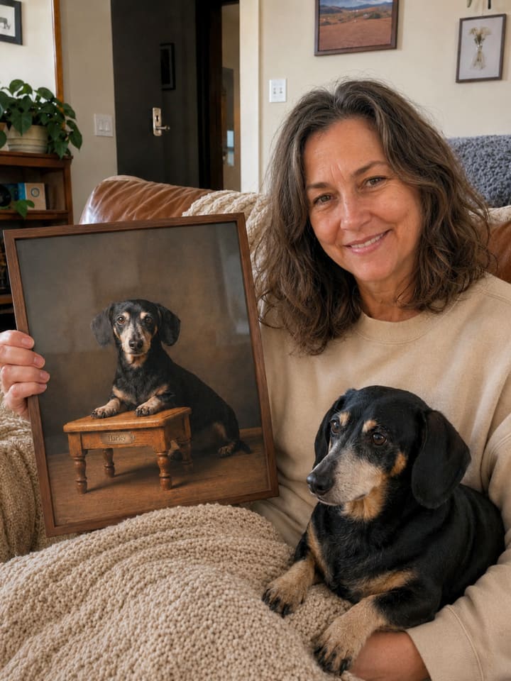 Customer photo of Lauren K.'s portrait at home